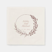 シナモンエレガント結婚パーソナライズされたバラのナプキン スタンダードカクテルナプキン (正面)