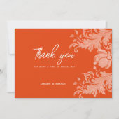 シナモンオレンジの白いフローラレースありがとう 招待状 (正面)
