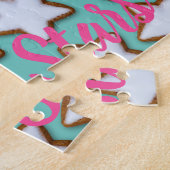 シナモンスタークッキーパターンクリスマスとクリスマス ジグソーパズル (側面)