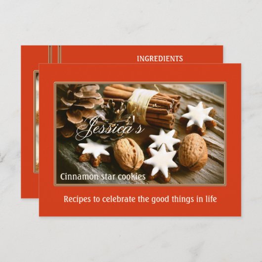 シナモンスタークリスマスクッキーレシピ ポストカード (正面/裏面)
