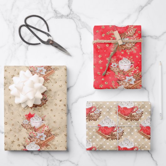 シナモンスティック及びラテ包装紙 ラッピングペーパーシート (正面)