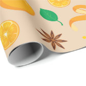 シナモンスティック、オレンジ、スターアニス秋シームレス ラッピングペーパー (ロールコーナー)