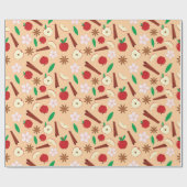 シナモンスティック、スターアニスシームレス感謝祭 ラッピングペーパー (フラット)