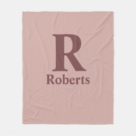 シナモンバライニシャル/最初/ファミリ名 フリースブランケット