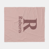 シナモンバライニシャル/最初/ファミリ名 フリースブランケット (正面(横))