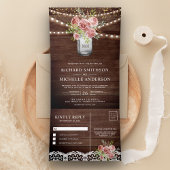 シナモンバラフローラメイスンジャー素朴ウッドズ結婚ズ 三つ折り招待状