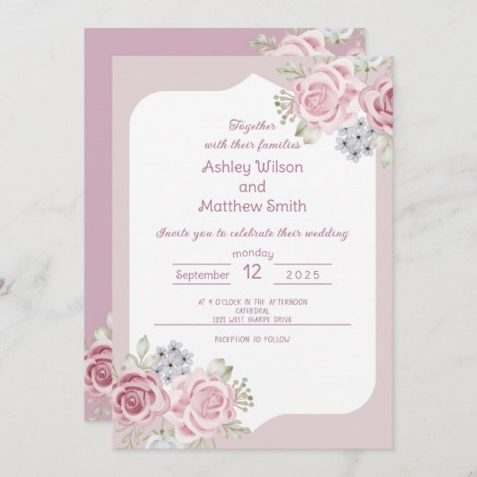 シナモンバラフローラ結婚式招待状 招待状 (正面/裏面)