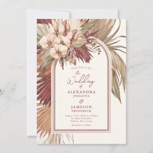 シナモンバラボヘミアフローラ結婚式招待状 招待状 (正面)