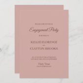 シナモンバラモダンミニマル婚約パーティ 招待状 (正面/裏面)