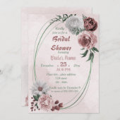 シナモンバラ白フローラ幾何学的ブライダルシャワー 招待状 (正面/裏面)