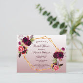 シナモンバラ花模様ブライダルシャワー招待 ポストカード (スタンド正面)
