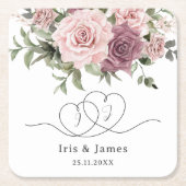 シナモンバラ赤面フローラ結婚式の引き出物 スクエアペーパーコースター (正面)