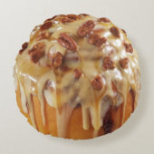 シナモンパン |スティッキーパン甘いデザート枕 ラウンドクッション (正面)