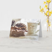 シナモンピネコーン&コーヒーレシピクリスマスカード カード (黄色い花)