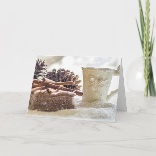シナモンピネコーン&コーヒーレシピクリスマスカード カード (正面)