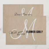シナモンリネンキャンバスウェディング 私のフラワーガールに 招待状 (正面/裏面)