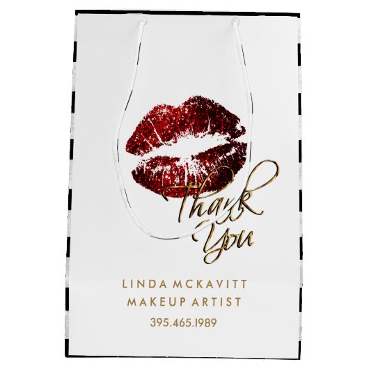 シナモンレッドグリッターリップス&ホワイトストライプ ミディアムペーパーバッグ (裏面)