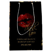 シナモンレッドグリッターリップ&金ゴールド大理石 – ありがとう ミディアムペーパーバッグ (正面)