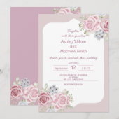 シナモンローズの花の結婚式招待状 招待状 (正面/裏面)