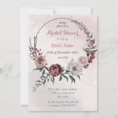 シナモンローズ ホワイト フラワーリース ブライダルシャワー 招待状 (正面)