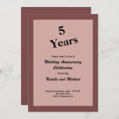 シナモンローズ 5周年結婚記念日招待状 招待状 (正面/裏面)