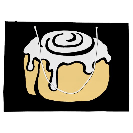 シナモンロールのハニーバンのかわいい漫画のデザインの黒 ラージペーパーバッグ (裏面)