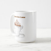 シナモン入りカプチーノラブウォーターカラー コーヒーマグカップ (正面左)