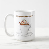 シナモン入りカプチーノラブウォーターカラー コーヒーマグカップ (左)
