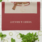 シナモン素朴を使用した刺繍クリスマスコアチョコレート キッチンタオル (折り畳み)