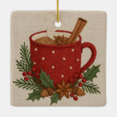 シナモン素朴を使用した刺繍クリスマスコアチョコレート セラミックオーナメント (裏面)