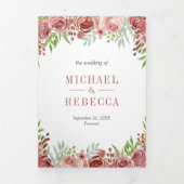 シナモン素朴バラフローラフォトコラージュ結婚ズ 三つ折り招待状 (カバー)