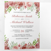 シナモン素朴バラフローラフォトコラージュ結婚ズ 三つ折り招待状 (内部最初)