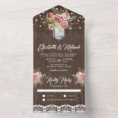 シナモン素朴バラフローラメーソンジャールウッドズ結婚ズ オールインワン招待状 (内側)