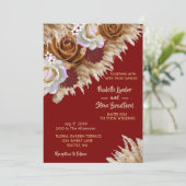 シナモン素朴バラワイルドフラワーブルゴーニュ結婚ーズ 招待状 (スタンド正面)