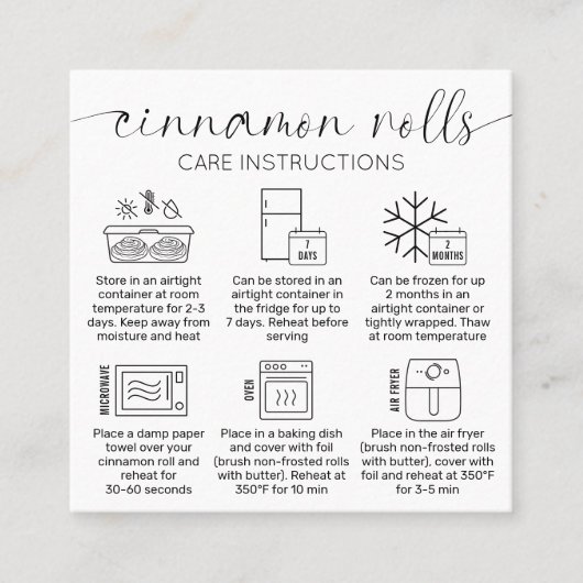 シナモン転がの指示ミニマルケーキベーカリー スクエア名刺 (正面)