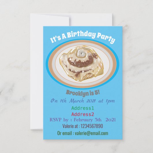 シナモン転がガーイラストレーション 招待状 (正面)