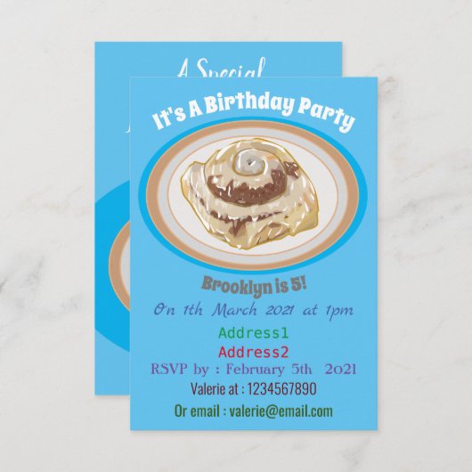 シナモン転がガーイラストレーション 招待状 (正面/裏面)