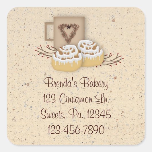 シナモン転がステッカー スクエアシール (正面)