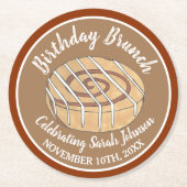 シナモン転がパンペストリー誕生日パーティーブランチ ラウンドペーパーコースター (正面)