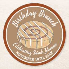 シナモン転がパンペストリー誕生日パーティーブランチ ラウンドペーパーコースター