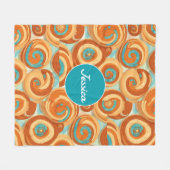 シナモン転がモザイクカラフルパタパーソナライズされたーン フリースブランケット (正面(横))