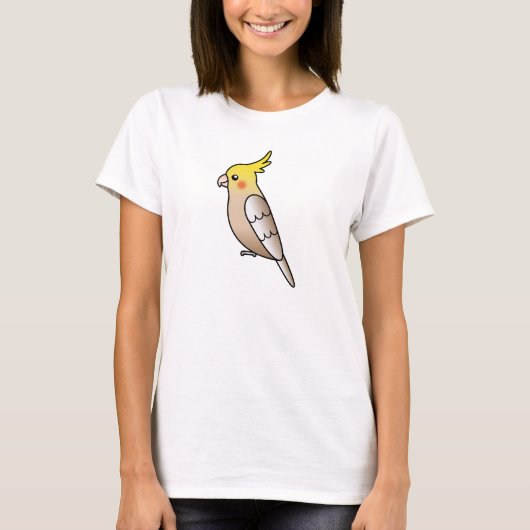 シナモン・カラーのオカメインコのイラスト Tシャツ (正面)