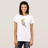 シナモン・カラーのオカメインコのイラスト Tシャツ (正面フル)