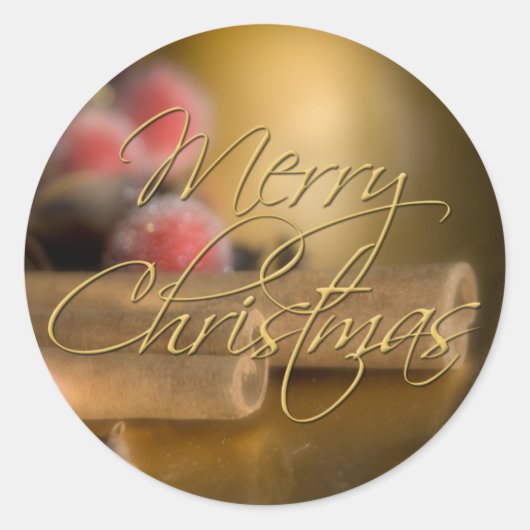 シナモン・クリスマスステッカー ラウンドシール (正面)