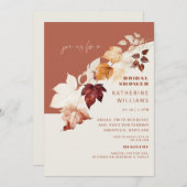 シナモン&クリーム秋植物学ブライダルシャワー 招待状 (正面/裏面)