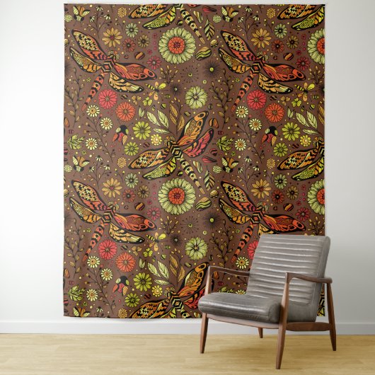 シナモン・ブラウン上のハエ タペストリー (インサイチュ)