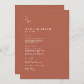 シナモン モダン ウェディング メニュー 招待状 (正面/裏面)