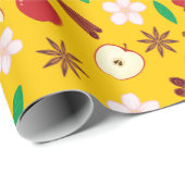 シナモン、リンゴ、スターアニス、花シームレス ラッピングペーパー (ロールコーナー)