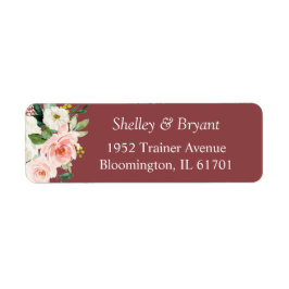 シナモン ローズ ブラッシュ ピンク ウォーターカラー フローラル ラベル