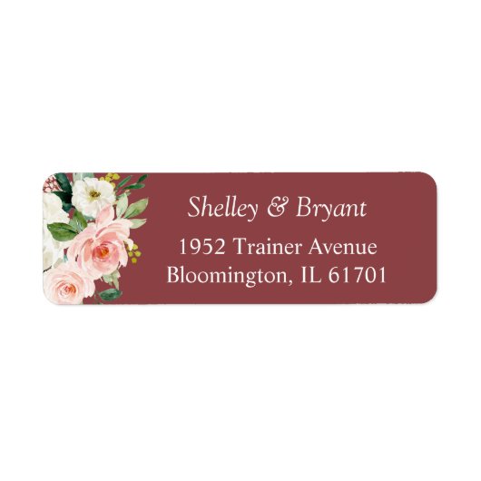 シナモン ローズ ブラッシュ ピンク ウォーターカラー フローラル ラベル (正面)